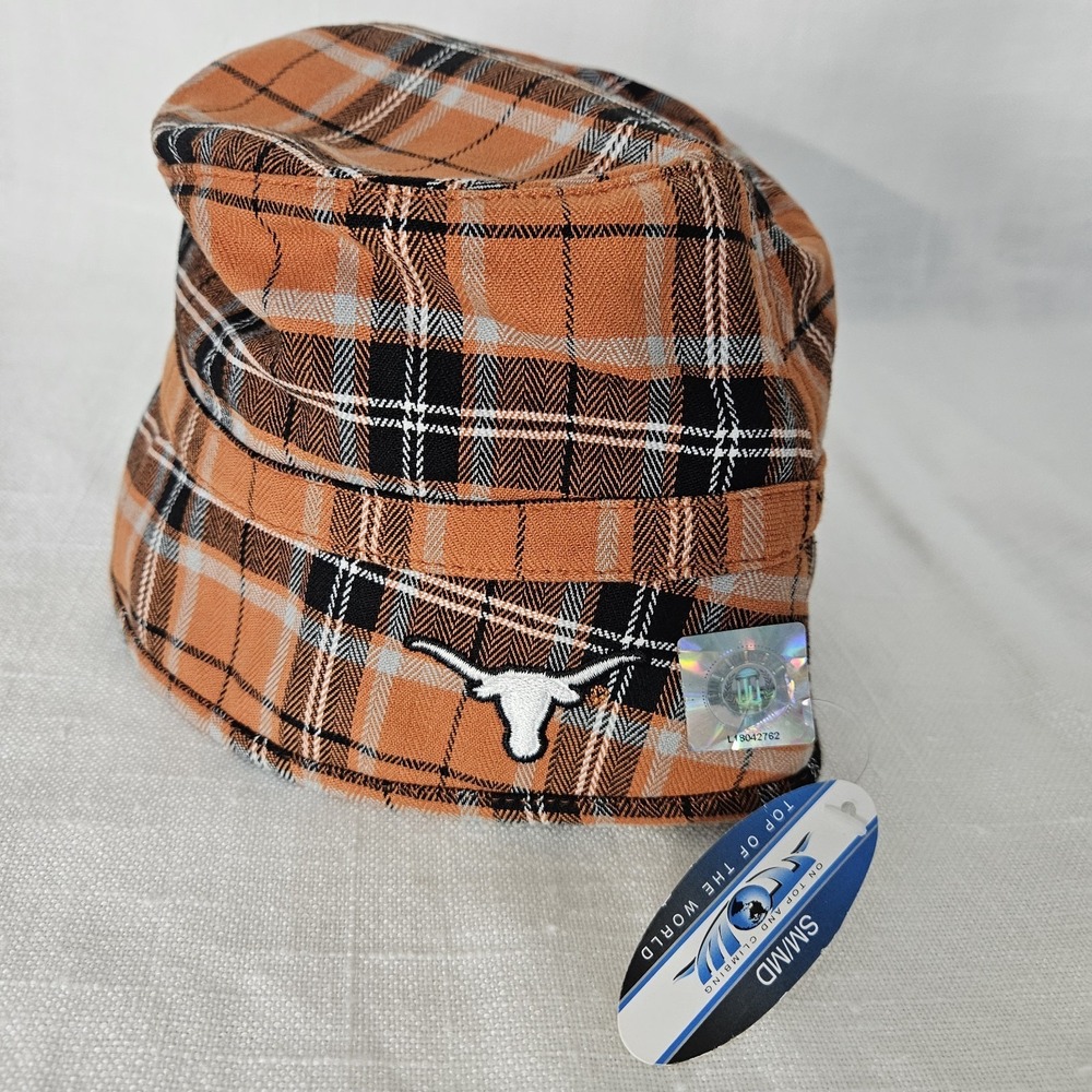 Top of the World Bucket Hat  S/M Orange Texas Longhorns Plaid NCAA Fan Gear